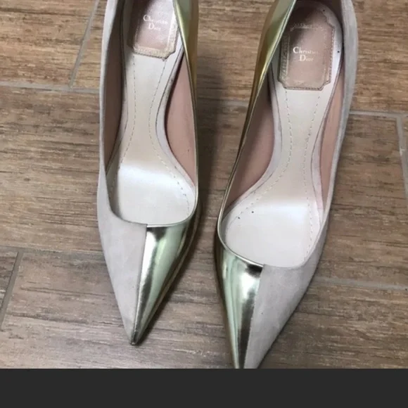 Christian Dior suede and metallic classic pump heels - Picture 2 of 4